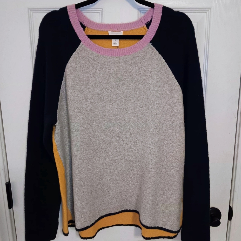 Caslon Colorblock Long-Sleeve Crewneck Sweater